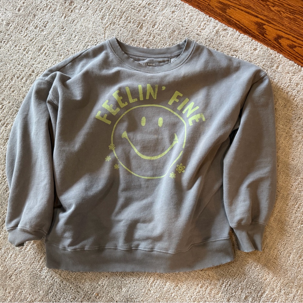 American Eagle Outfitters Gray 'Feelin' Fine' Sweater